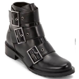 Blondo Camila Waterproof Black Leather Moto Buckle Boot